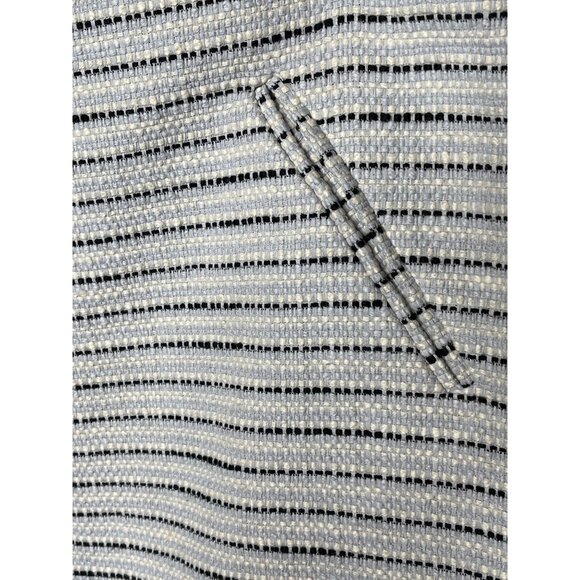 Loft Skirt Womens 8 Medium Mini Blue Black Cream Striped Tweed Work Casual - Picture 5 of 13